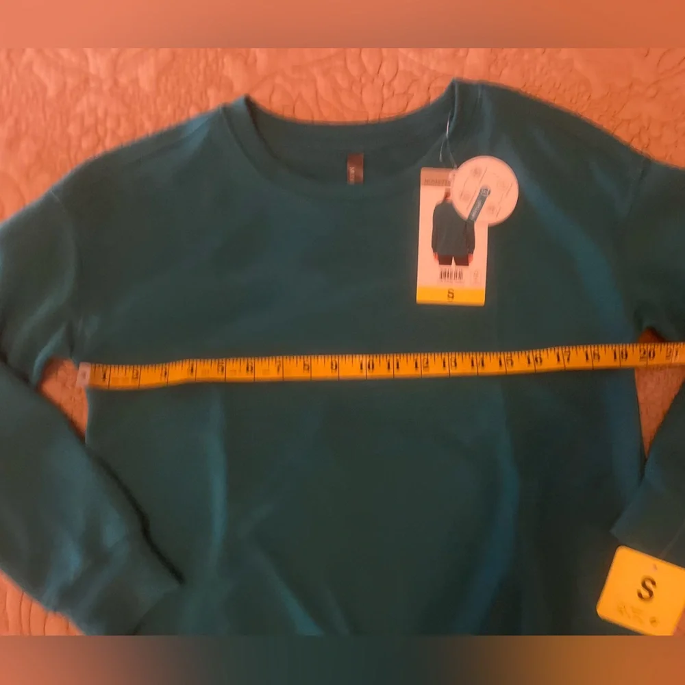 Mondetta Women's Teal Green Crew Neck Tunic Sweater Sweatshirt, Size S, NWT